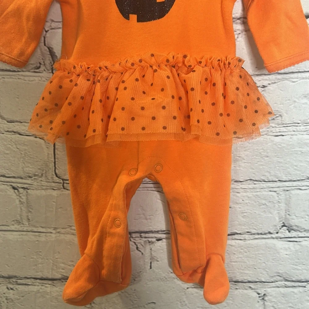 Carter’s Just One You Orange & Black Pumpkin Tutu Onesie Size Newborn - Picture 6 of 12